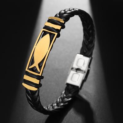 Стильный браслет из нержавеющей стали с узором «большая рыба» и пряжкой для пары, кожаный браслет в стиле панк, хип-хоп, праздничный подарок, аксессуары для вечеринок