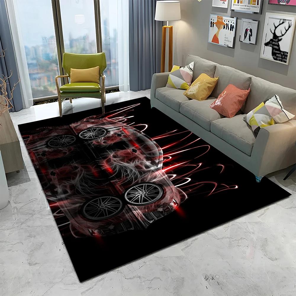 3D Future Sports Car HD Concept Car Cartoon Carpet Rug for Home Living Room Bedroom Sofa Doormat Decor,kids Non-slip Floor Mat