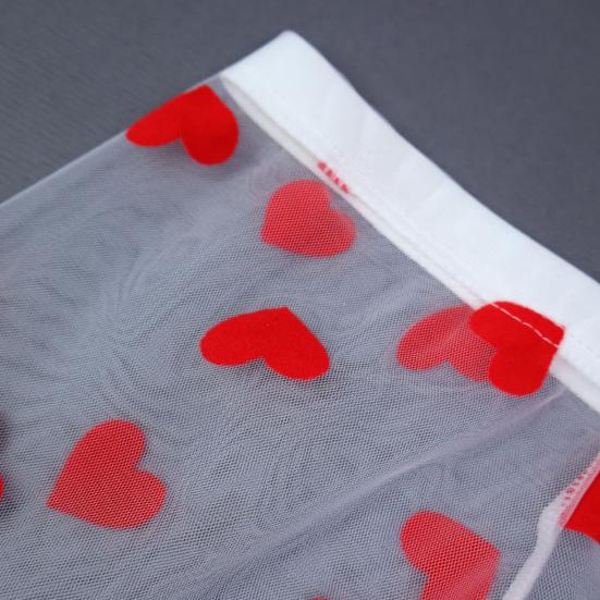 Мужское нижнее белье боксеры Эластичные со средней посадкой Перспективный дизайн с полым сетчатым узором Трусы-боксеры с узором в виде сердечек Подарок на годовщину