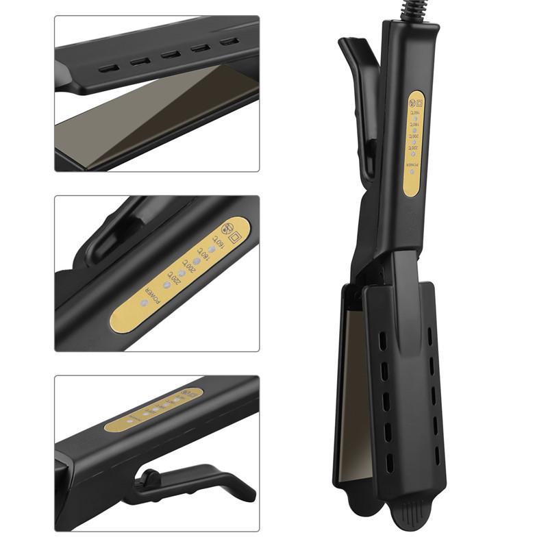 Широкая пластина Flat Iron Professional титановый сплав выпрямитель для волос Регулируемая температура выпрямления Вентиляция Инструмент для укладки