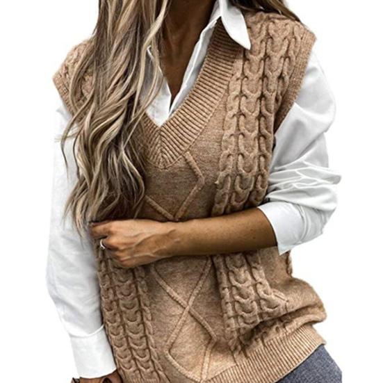 Однотонный свитер без рукавов, жилет, теплый модный вязаный женский жилет для повседневной носки