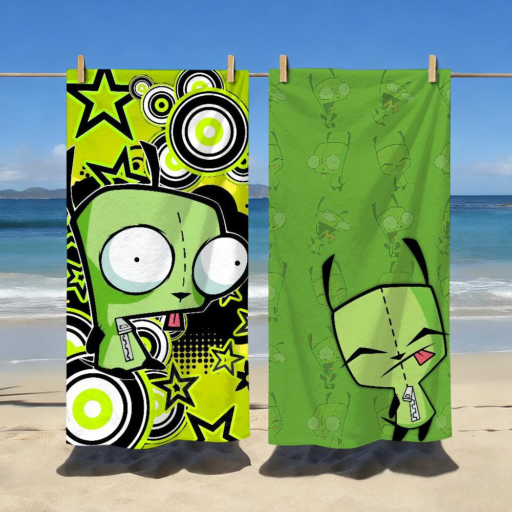 Мультяшное полотенце I-Invader Z-Zim Спортивное Быстросохнущее Туристическое Снаряжение для Кемпинга Песозащитное Мягкое Легкое Большое Пляжное Полотенце