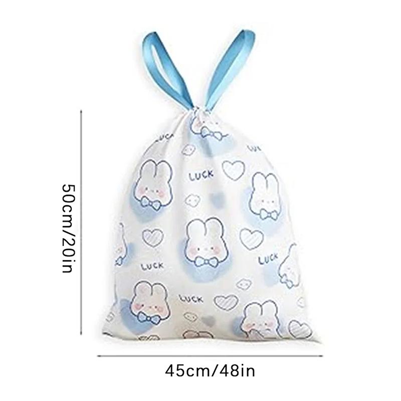 50 Or 100Pcs/Roll Trash Bags Drawstring Bag Small Garbage Bags Cartoon Rabbit Pattern Household Kitchen Bathroom Trash Bags