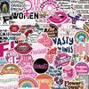 50 Pink Flawed Feminis Graffiti Stickers Decorate Guitar Laptop Suitcase DIY Waterproof
