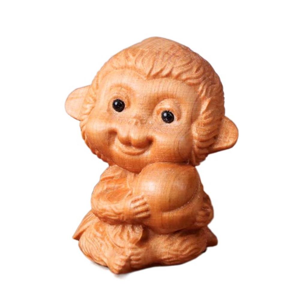 Резьба по дереву Китайский зодиак Поделки Мини Фигурка Украшение для рабочего стола Новое деревянное новогоднее украшение