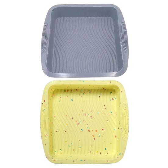 9 Inch Nonstick Square Cake Pan Easy Release Non-Slip High Temperature Resistant Silicone Cake Mold Baking Pan DIY Supplies