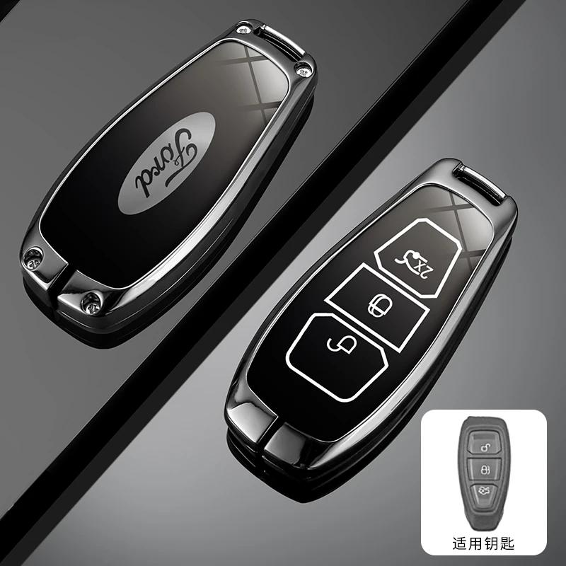 Car Sticker Hot For Ford New Leather Car Remote Key Case Keychain Accessories Holder for Ford ST Line Fiesta Focus Mondeo Ecospo