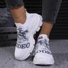Fashion Print Women's Platform Sneakers 2024 Breathable Knitting Autumn Sock Shoes Woman Comfort Soft Sole Non-Slip Sports Shoes