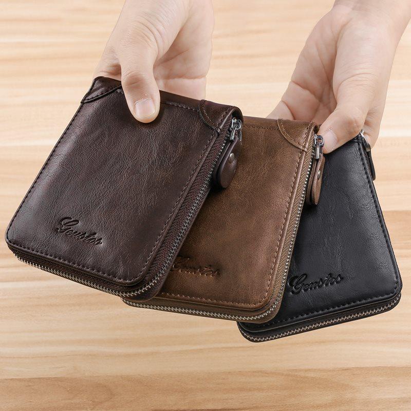 Men's Wallet Casual Zipper Wallets Card Holder Male Synthetic PU Purse Coin Purse Personalized Wallet