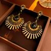 Light Luxury Tassel Dangle Earrings Exaggerated Vintage Earrings Rhinestone Peacock Earrings  Women
