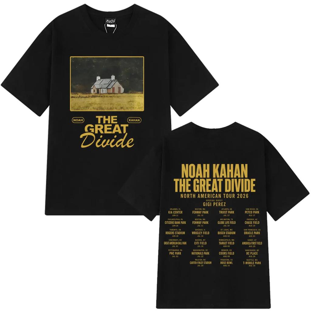 Noah Kahan The Great Divide Tour 2026 Graphic T Shirt Men Women Hip-hop Oversized T-shirt Loose Casual Harajuku Cotton T-shirts
