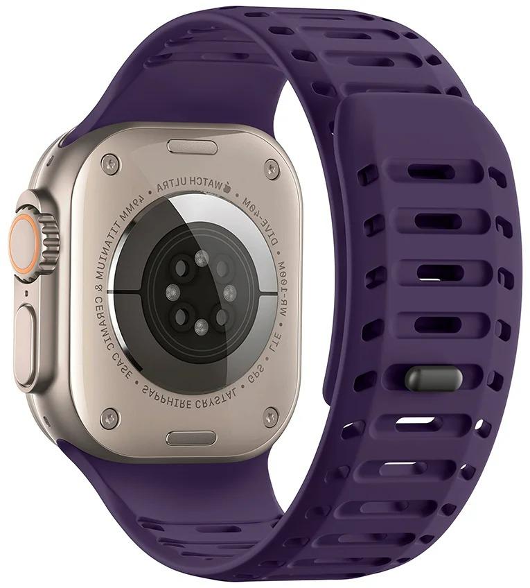 Магнитный силиконовый ремешок для Apple Watch Ultra 3 2 1 49 мм / Серии 11 10 46 мм Спортивный ремешок iWatch 9 8 7 6 5 / SE 3 45 мм 44 мм