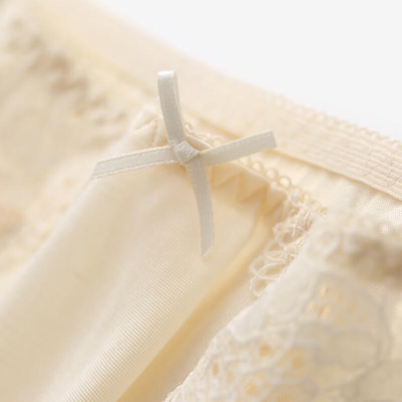 JinSanTa Women's Silk Lace Trim Mid-Waist Seamless Briefs NZF9C217