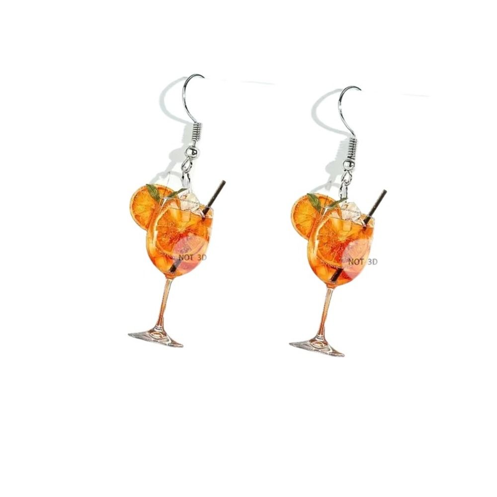 2D Flat Design Orange Juice Earrings Lightweight Material Drop Earrings Beer Festival