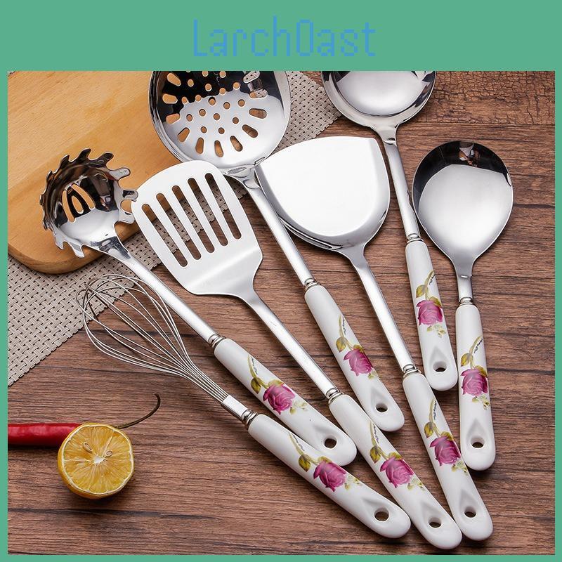 Ceramic Steel Handle Stainless Pot Shovel Kitchenware Set Shovel Spoon Nonslip High Temperature Kitchen Household