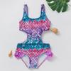 Girls' Gradient Fish Scale One-Piece Swimsuit for Ages 3-12