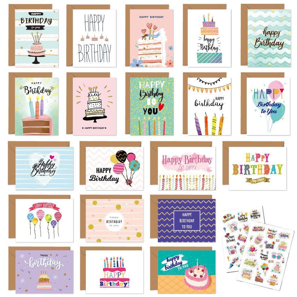 20pcs Blessing Birthday Greeting Card Combination Set Message Cards Party Accessories