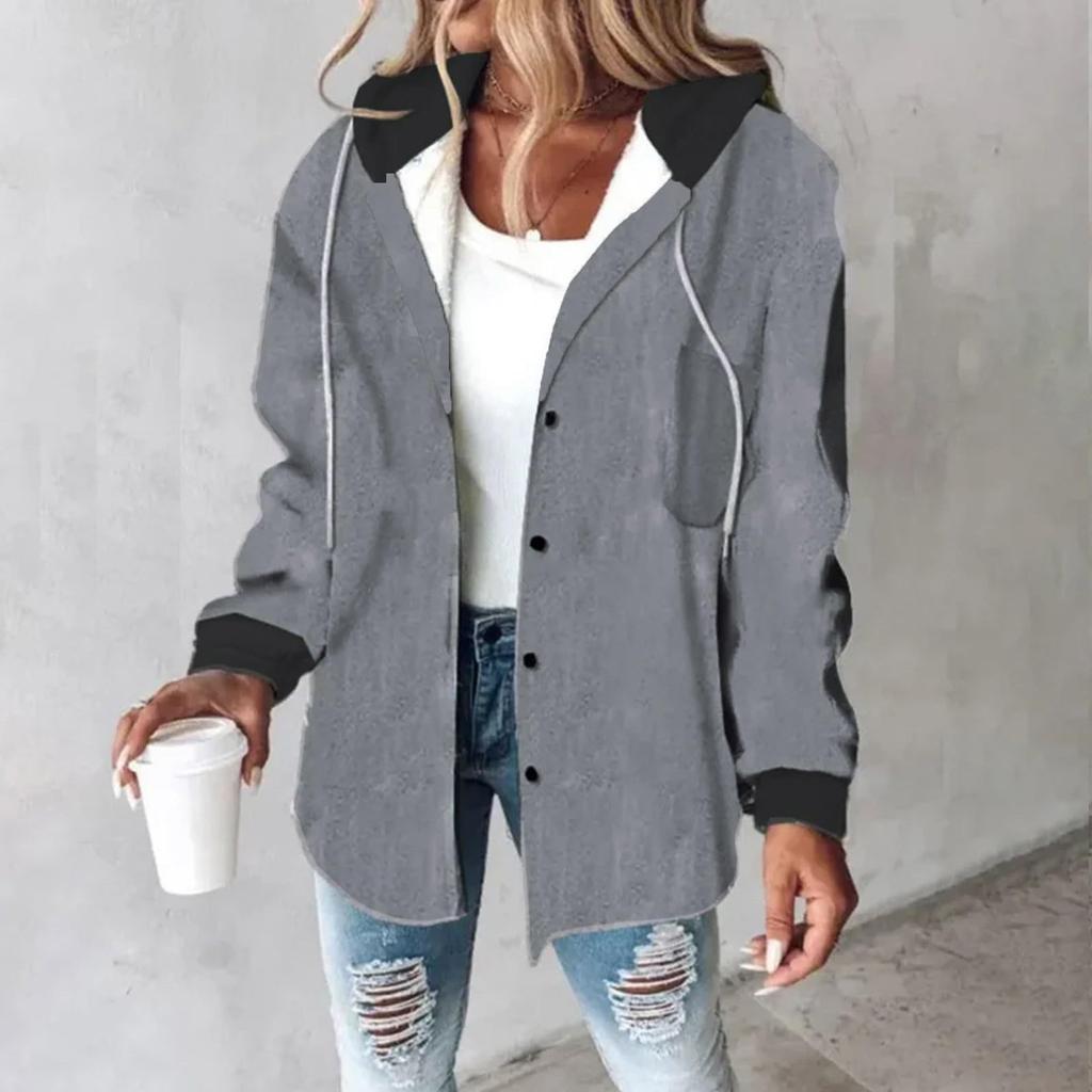 Флисовые толстовки с капюшоном для женщин, теплая толстовка с принтом, на пуговицах, на шнурке, с капюшоном, куртка, пальто