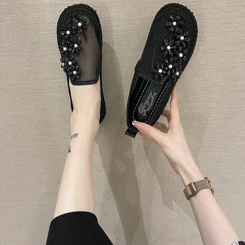 Fashion New Arrival 2025 Flat Rhinestone Ladies Footwear Light Daily Routine Comfortable and Elegant On Offer High Quality Women's Shoes