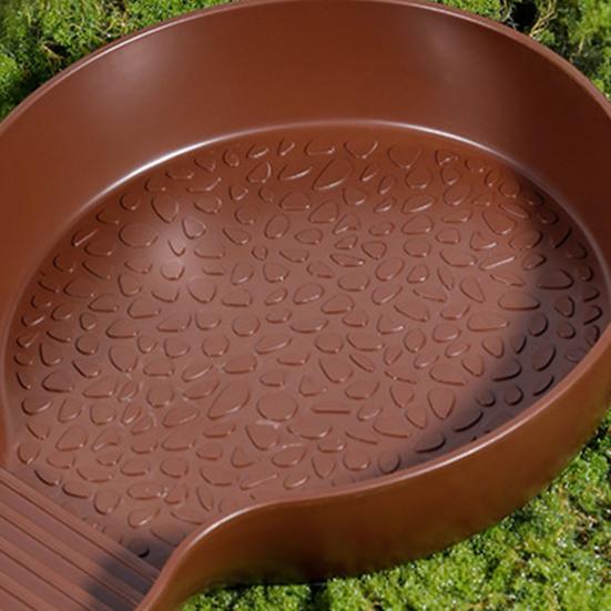 Reptile Bathing Pool Tortoise Food And Water Feeder Bowl with Ramp Reptile Feeding Dish Aquarium Ornament for Gecko Snake Turtle Bearded Dragon Lizard