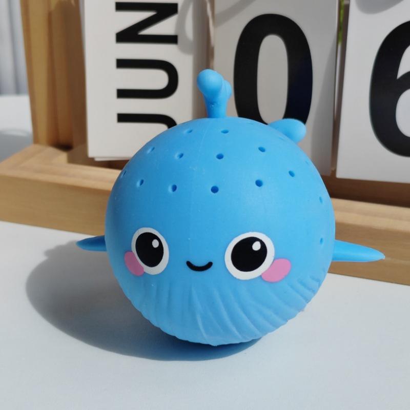 Creative Suction One-Horned Whale Pinch Music Children Play In The Water Happy Ocean Small Animal Toy Decompression