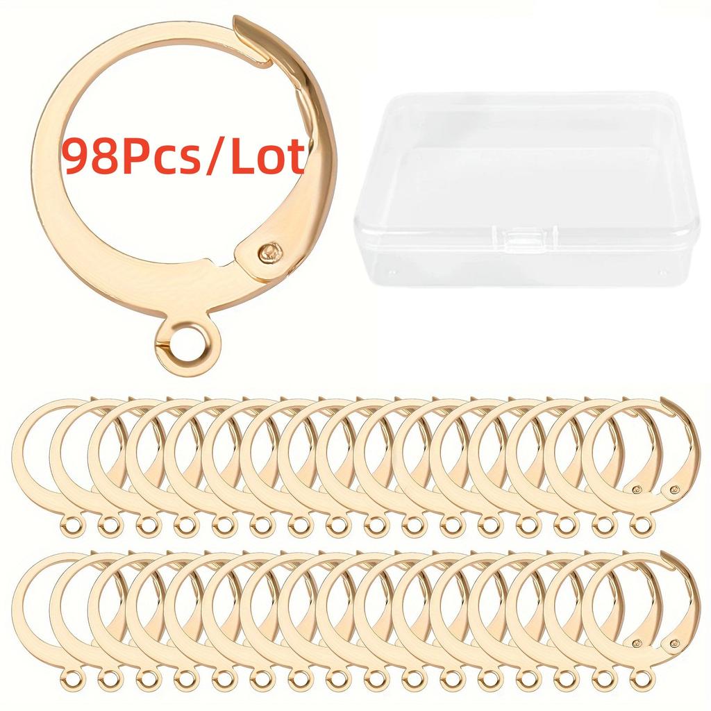 1 Box 18/48/90Pcs Earring Findings Kit Leverback Earring Hooks Hypoallergenic Huggie Lever Back Ear Wires for Jewelry Making Kit