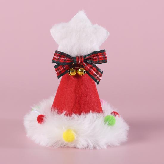 Рождественский шарф для питомца Вязаный шарф для кошки с помпоном Шарф с рождественскими елками и Санта-Клаусом Пушистая рождественская шапка со звездой на макушке для праздничной вечеринки, фотосессий