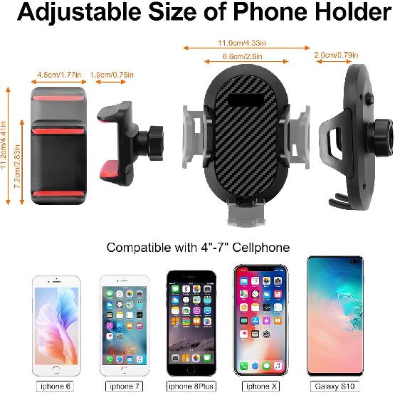 Upgraded Phone Mount For 2018 Jeep Wrangler JL JLU & Gladiator JT, Multi-Mount Phone Holder Dash Tray System Kit With Extension Arm Metal Rod