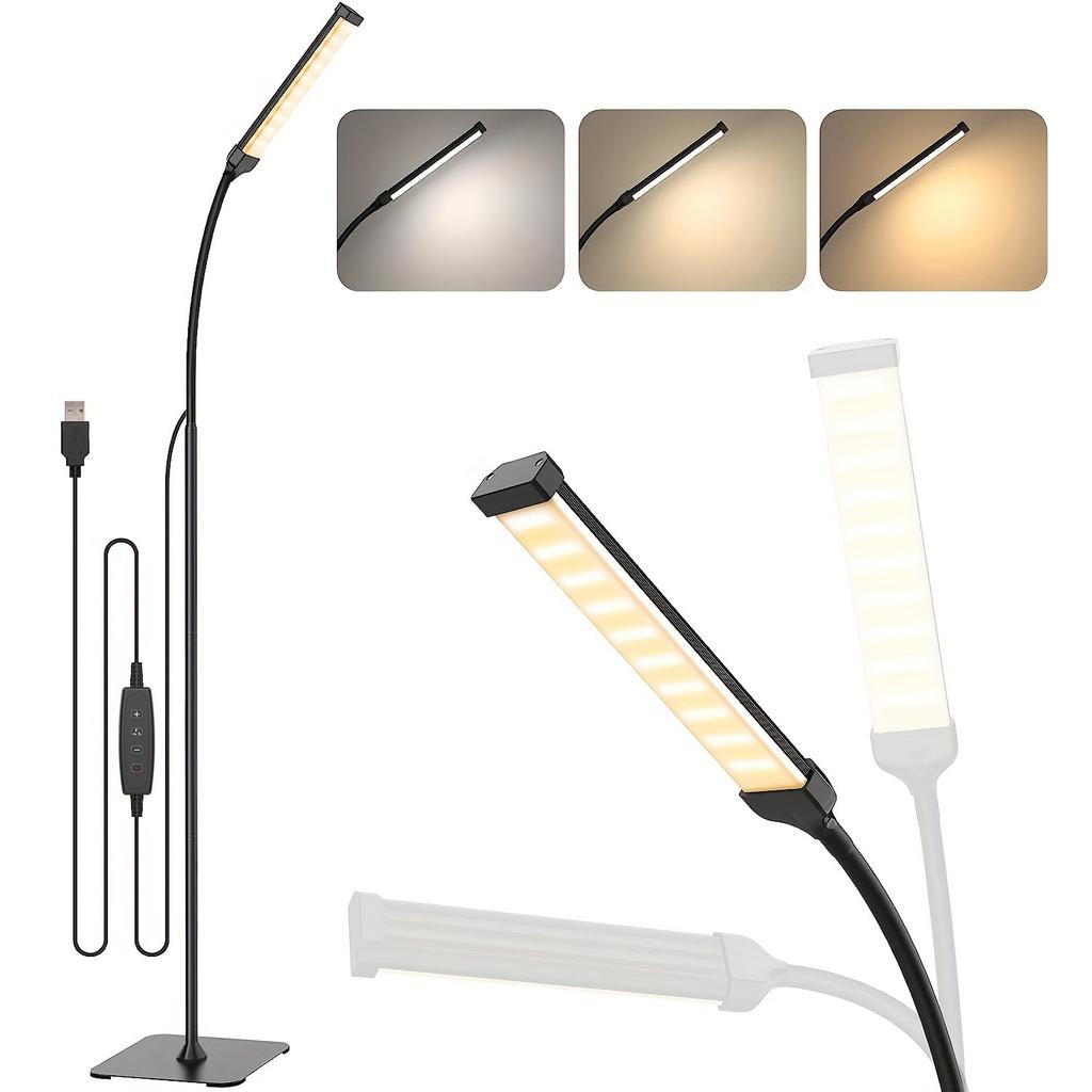 1pc Gooseneck Floor Lamp, Color Temperature, Brightness Adjustable, for Family Room Reading and Makeup