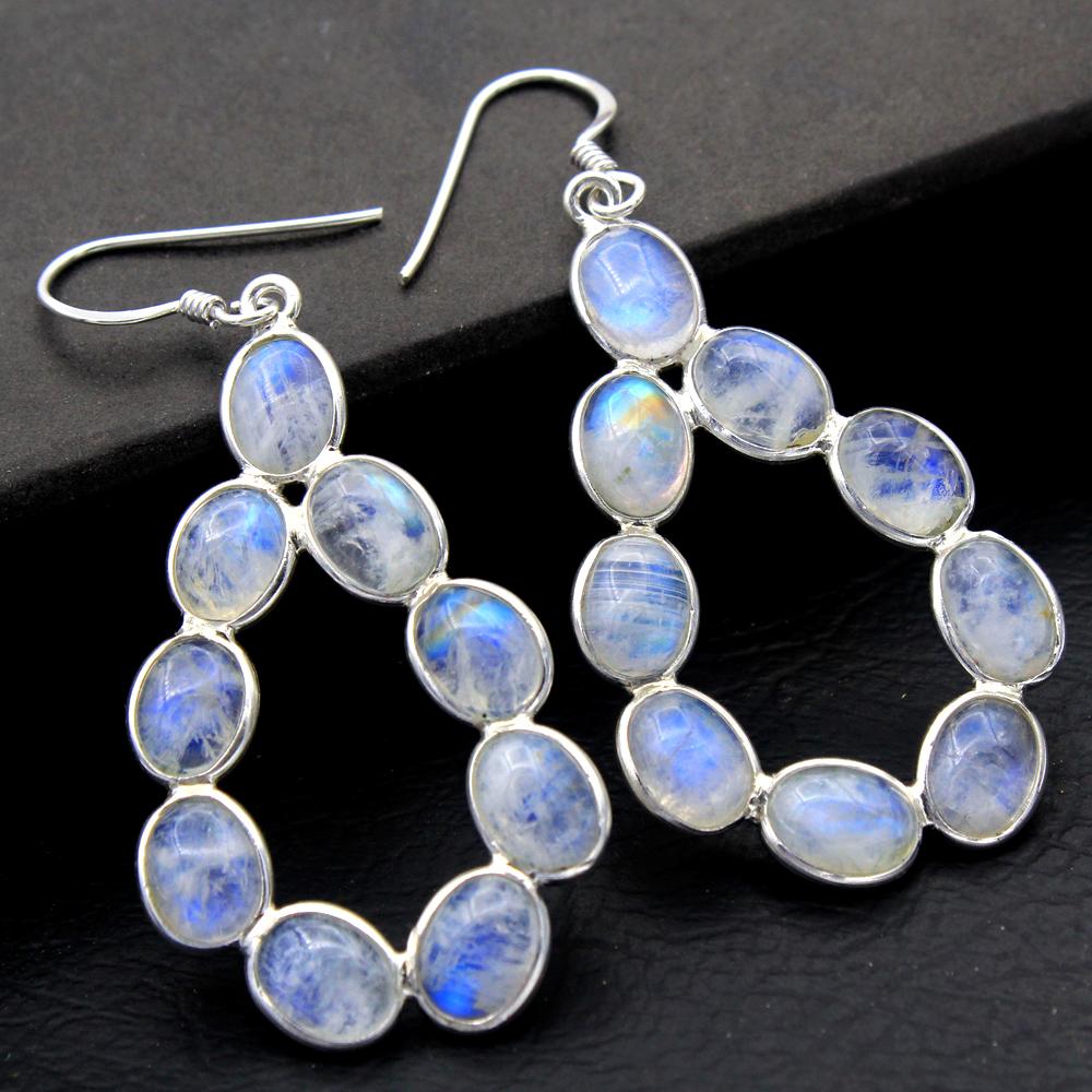 Серебряная серьга с лунным камнем, Подарки для нее, Украшения ручной работы из стерлингового серебра 925 пробы, Серебряная серьга