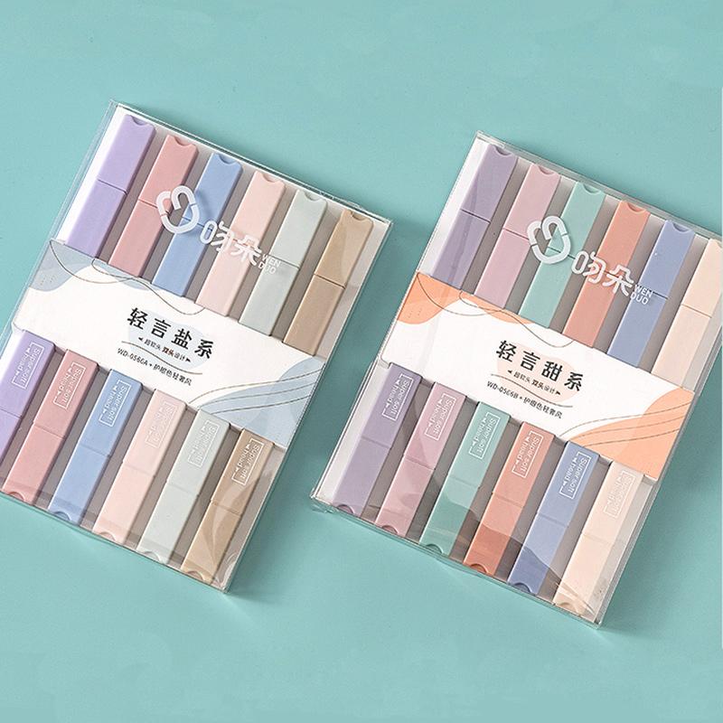 6 шт./компл. ручки-маркеры с двойной головкой, художественный маркер Kawaii, круглая форма, цветная ручка в стиле манга, канцелярские принадлежности, студенческие принадлежности для самостоятельного изготовления