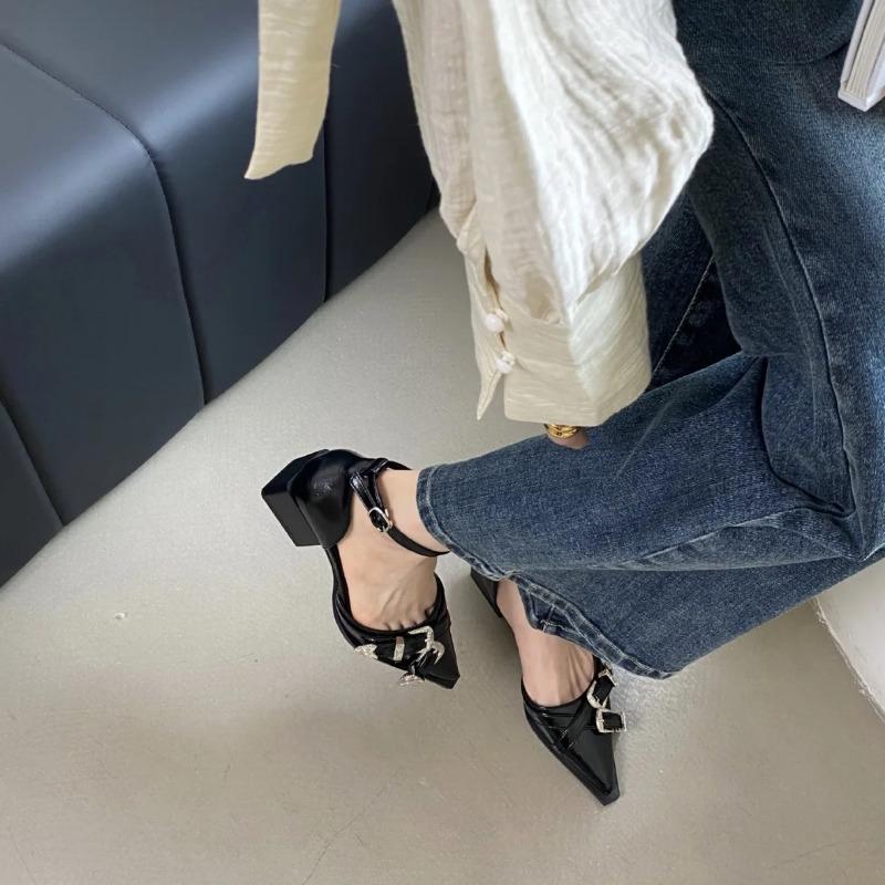 Весенняя обувь Прозрачный каблук Женские сандалии Эспадрильи Платформа Средний 2025 Женская Девушки Бежевый Мода Высокий Заостренный Ретро Средний Закрытый