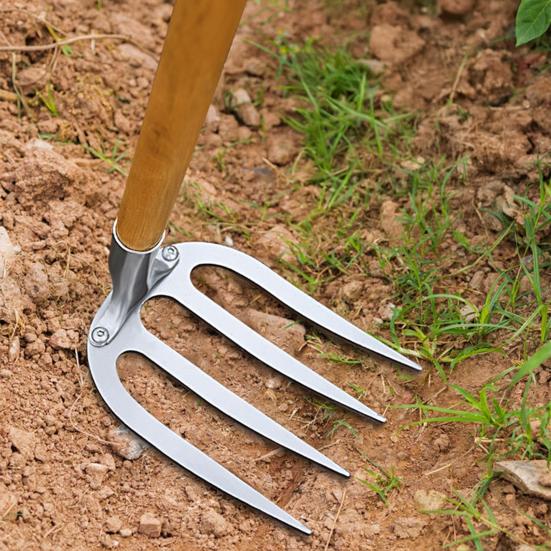 Садоводство Полольник Четырехзубый Грабли Сверхпрочная сталь Открытый Сад Газон Ферма Почва