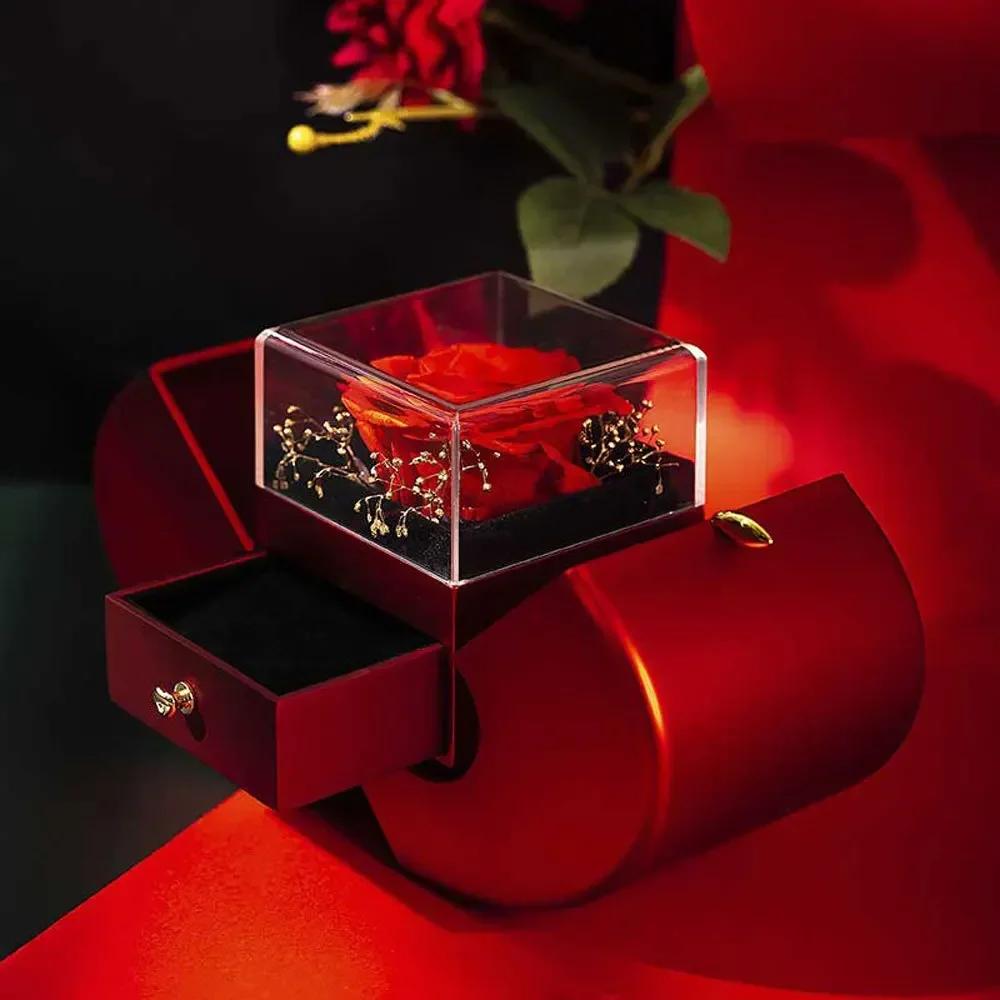 Birthday Gift To Girlfriend Red Apple Jewelry Box Necklace Eternal Rose Mom Wife Wedding New Year Valentine's Day Accessories
