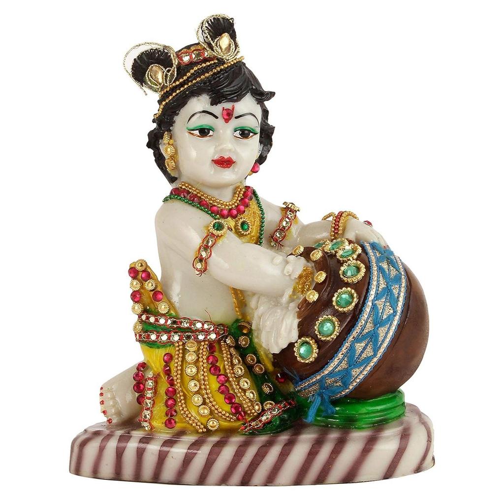 Lord Krishna Makhan Chor Idol Statue Figurine Showpiece (19 X 15 X 9 Cm) - Decoration Items for Home Decor Living Room