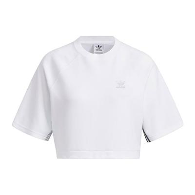 Originals Clover Toc Графическая футболка Короткая спортивная футболка с круглым вырезом Женские топы Белые IN1006