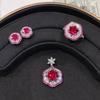 Pink High Carbon Diamond Women Necklace Radiant Cut Flower Pendant Jewelry Set