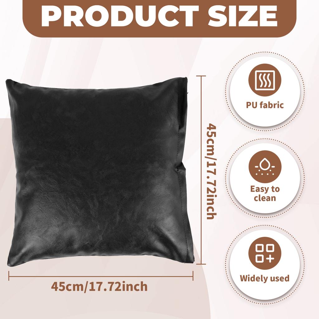 2Pcs Faux Leather Throw Pillow Cover Square/Rectangle Sofa Cushion Case with Hidden Zipper PU Leather Pillow Case Decorative