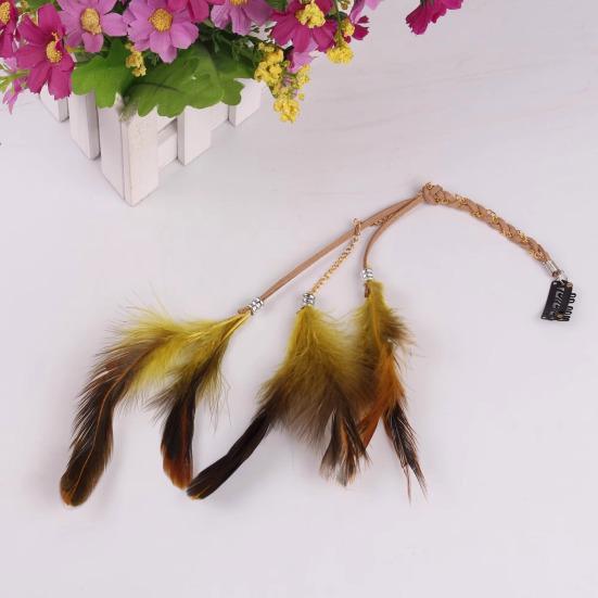 Заколка для волос в виде пера, цветная кожаная длинная заколка для волос с кисточками, легко сочетающийся головной убор, аксессуары для волос для тематических вечеринок