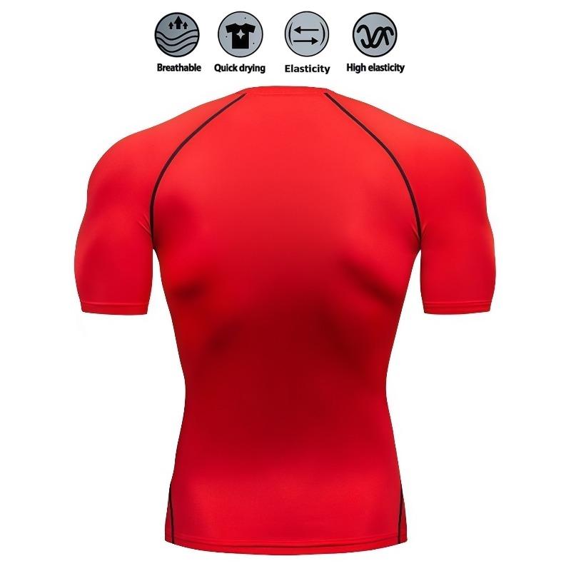 American Flag Skull Men's Sports T-shirt Training Fitness Quick Dry Short Sleeve Jogging Running Workout Compression Shirt