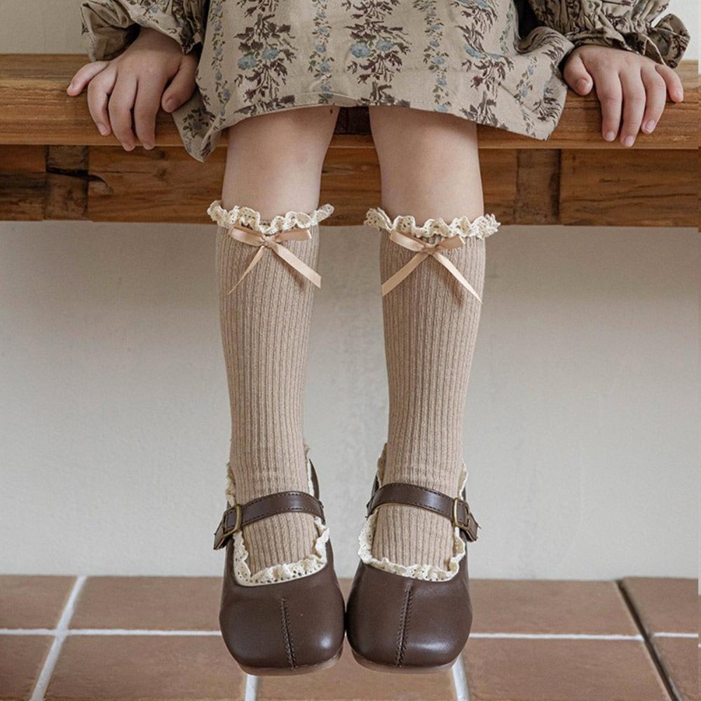 Cotton Bowknot Stockings Bowknot Girl Long Socks Baby Dress Lolita Sock