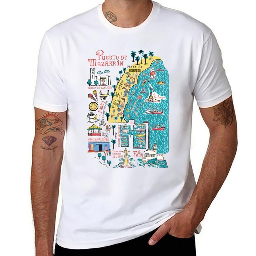 Puerto De Mazarron Tourist Map Tshirt Big And Tall Casual Tshirt