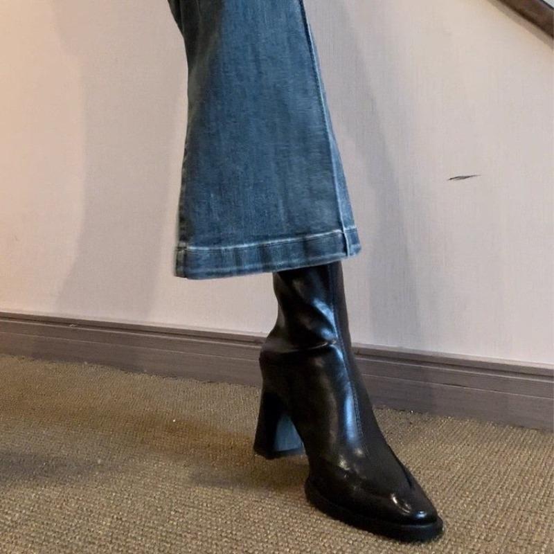 Новый стиль Мода Женские Винтажные Туфли на Высоком Каблуке Женские Ботильоны Мода Квадратный Носок Короткие Ботильоны Осень Зима Женская Обувь Ботинки