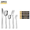 20 шт., набор столовых приборов из нержавеющей стали 410, черный, золотой, нож из нержавеющей стали, вилка, ложка, столовая посуда, набор столовых приборов, праздничная кухонная посуда, подарок