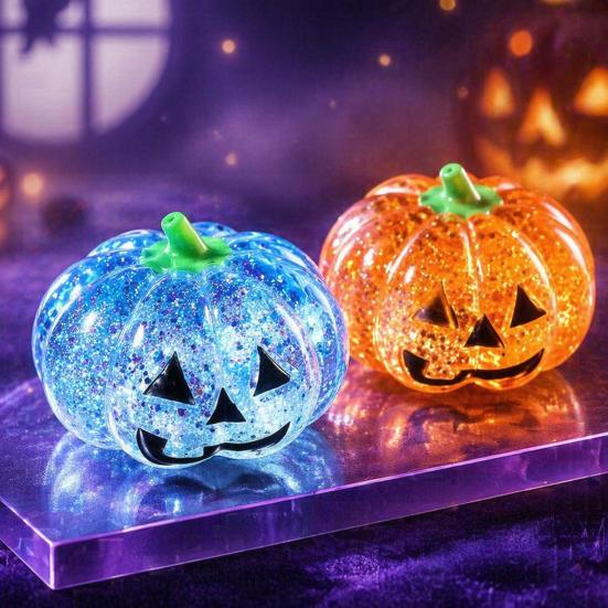 Relaxation Squeeze Ball 1/2/3Pcs Halloween Pumpkin Stress Relief Toy Creepy Head Glitter for Kids Adults Party Favors Fidget Toy