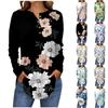 Fashion Loose Button Collar Floral Print Long Sleeve T-Shirt Top Pullover