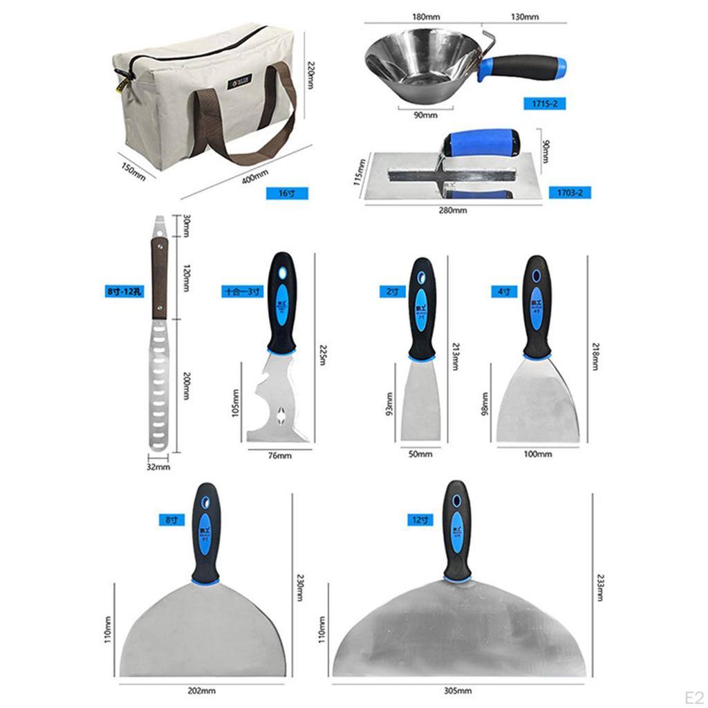 Набор ручных инструментов для гипсокартона из 9 предметов Прочный для отделки обоев, соскабливания краски