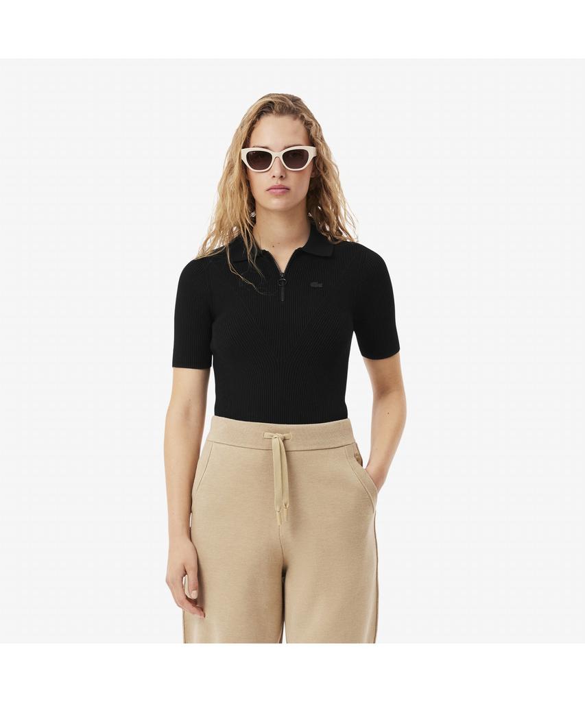 Женский приталенный свитер Lacoste с 3D-принтом и молнией на половину молнии Af2572-55G 031