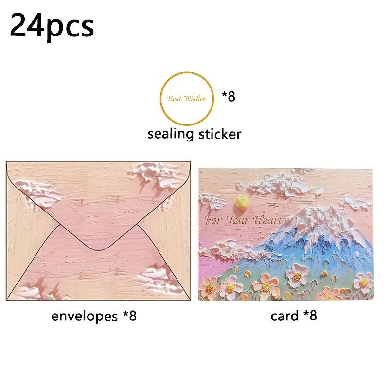 8 шт. простых поздравительных открыток с днем рождения, поздравительных открыток, конвертов и наклеек с печатью, креативных поздравительных открыток ко Дню святого Валентина