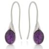[R5594] - Серебряные серьги «Меган» с аметистом. (родий) - 12x5 мм